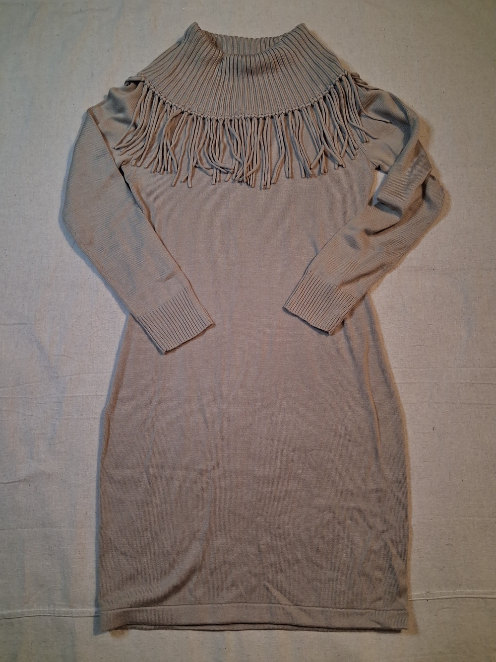 Calvin Klein Fringe Yoke Long-Sleeve Sweater Dress Women's Size Small